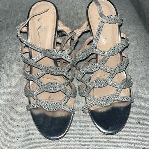 Elegant Silver Strappy Women's Sandals